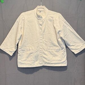 Eileen Fisher Off-White OrganicCotton Button Jacket